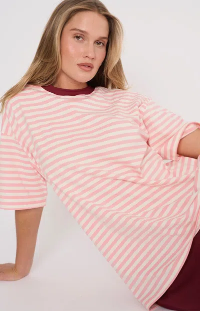 The Mayfair Group Women's Come As You Are Striped Oversized T-shirt In Pink
