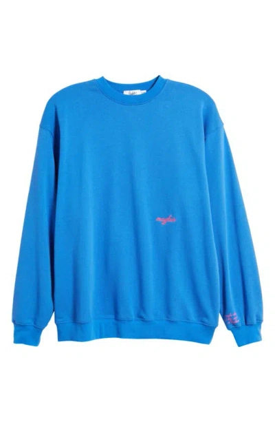 The Mayfair Group You Deserve To Be Happy Oversize Sweatshirt In Royal Blue