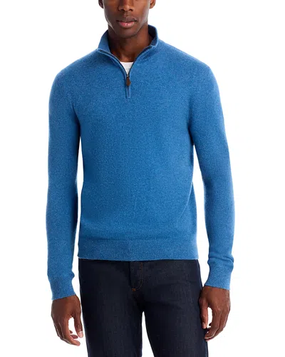 The Men's Store At Bloomingdale's Cashmere Half-zip Sweater - Exclusive In Blue