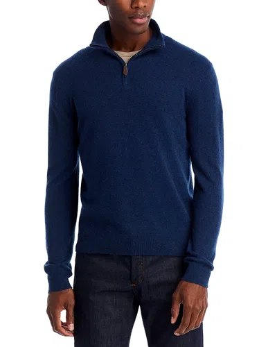 The Men's Store At Bloomingdale's Cashmere Half-zip Sweater - Exclusive In Blue