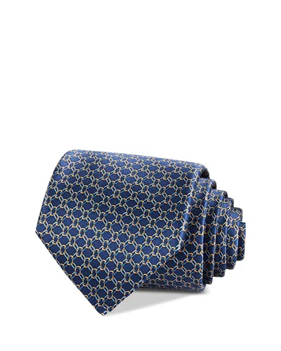The Men's Store At Bloomingdale's Classic Link Print Necktie - Exclusive In Navy/gold