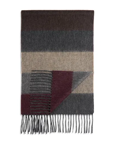 The Men's Store At Bloomingdale's Color Blocked Stripe Oversized Cashmere Scarf - Exclusive In Brown