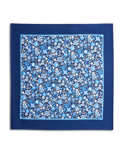 The Men's Store At Bloomingdale's Floral Bordered Silk Pocket Square - Exclusive In Blue