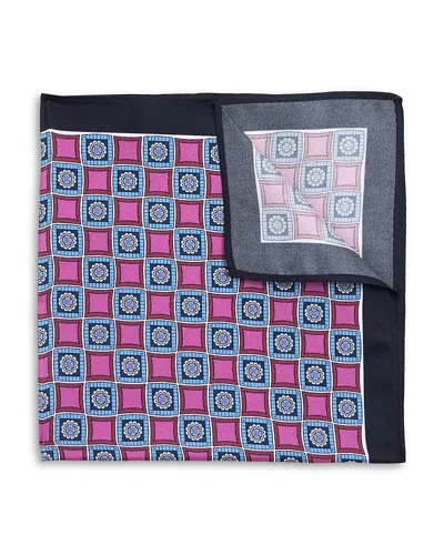 The Men's Store At Bloomingdale's Floral Medallion Geometric Silk Pocket Square - Exclusive In Blue