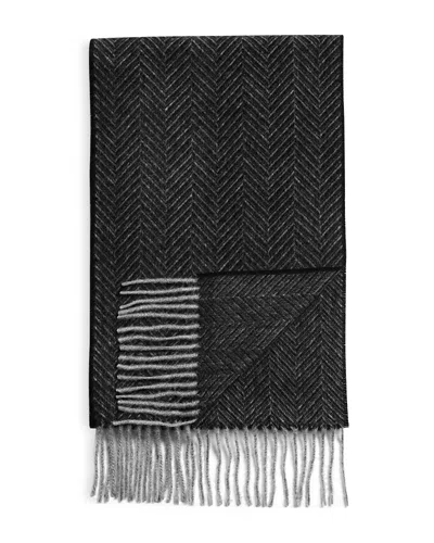The Men's Store At Bloomingdale's Herringbone Oversized Cashmere Scarf - Exclusive In Black