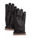 The Men's Store At Bloomingdale's Knit-cuff Leather Tech Gloves - Exclusive In Dark Brown/oatmeal