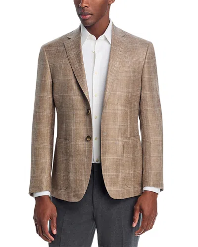 The Men's Store At Bloomingdale's Loro Piana Fabric Wool, Silk, & Linen Plaid Unstructured Regular F In Brown