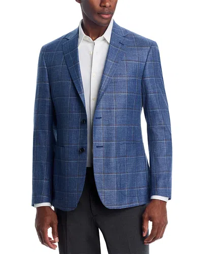 The Men's Store At Bloomingdale's Loro Piana Fabric Wool, Silk, & Linen Windowpane Unstructured Regu In Blue