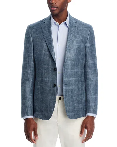 The Men's Store At Bloomingdale's Loro Piana Fabric Wool, Silk, & Linen Windowpane Unstructured Regu In Blue