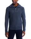 The Men's Store At Bloomingdale's Merino Wool Ribbed Quarter Zip Mock Neck Sweater - Exclusive In Blue