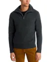 The Men's Store At Bloomingdale's Merino Wool Ribbed Quarter Zip Mock Neck Sweater - Exclusive In Gray