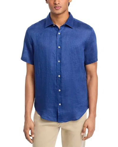 The Men's Store At Bloomingdale's Short Sleeve Linen Shirt In Stone - Exclusive In Blue