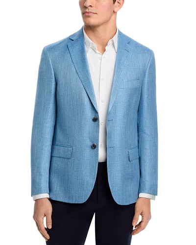 The Men's Store At Bloomingdale's Viscose Bamboo Textured Solid Regular Fit Classic Jacket - Exclusi In Blue