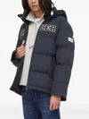 The Mercer Brand Hooded Logo-embroidered Puffer Jacket In Blue