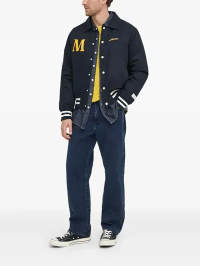 The Mercer Brand The Varsity Polo M-letter Bomber Jacket In Blue