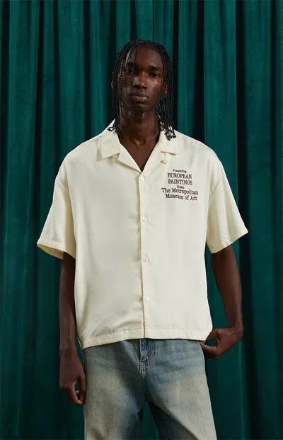 The Met Men's X Pacsun European Cropped Camp Shirt In Cream In White