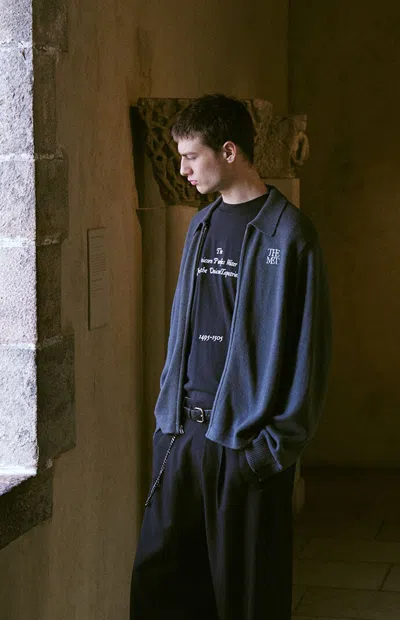 The Met Men's X Pacsun Logo Full Zip Sweater In Gray In Multi