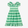 THE MIDDLE DAUGHTER GIRLS GREEN STRIPED COTTON DRESS