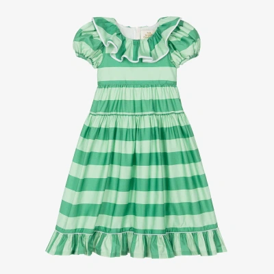 The Middle Daughter Kids' Girls Green Striped Cotton Dress