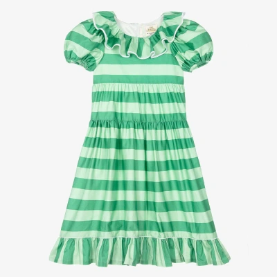The Middle Daughter Teen Girls Green Striped Cotton Dress