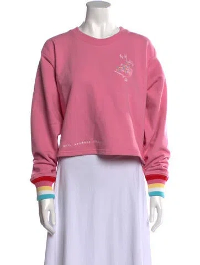 Pre-owned The Mighty Company Graphic Print Crew Neck Sweatshirt In Pink