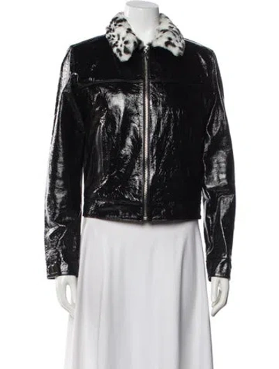 Pre-owned The Mighty Company Lamb Leather Biker Jacket In Black