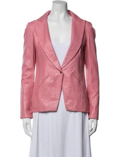 Pre-owned The Mighty Company Lamb Leather Jacket W/ Tags In Pink