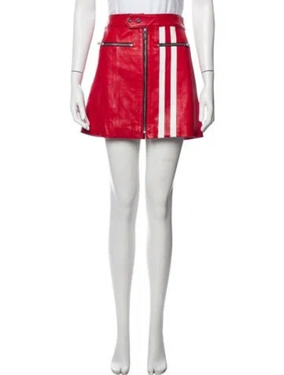 Pre-owned The Mighty Company Lamb Leather Mini Skirt In Red