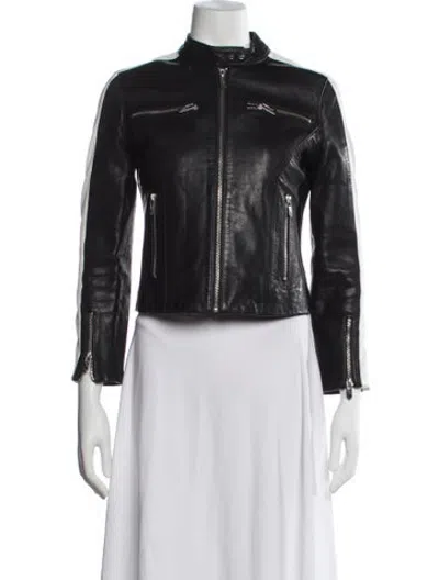 Pre-owned The Mighty Company Leather Biker Jacket In Black/white