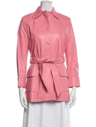 Pre-owned The Mighty Company Leather Coat In Pink