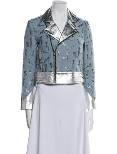 Pre-owned The Mighty Company Printed Denim Jacket In Multi