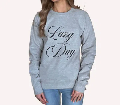 The Minted Olive Lazy Day Graphic Crewneck Sweatshirt In Athletic Heather In Blue