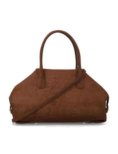 The Moire The Moirè Embossed Tote Bag With Shoulder Strap In Marrone