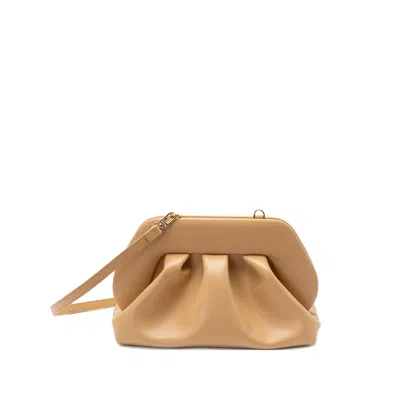 The Moire Gathered Clutch Bag In Neutral