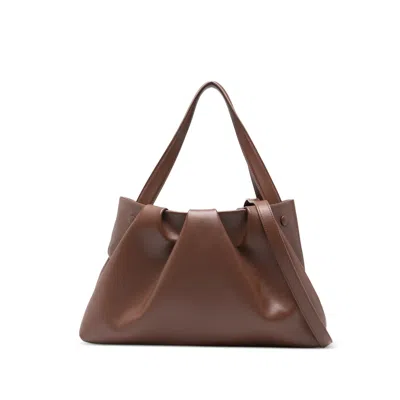 The Moire Gathered Shoulder Bag In Brown