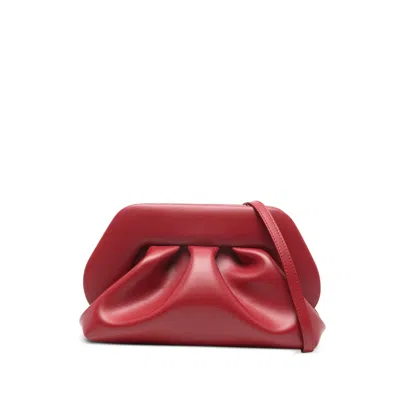 The Moire Medium Bios Ruched Clutch Bag In Red