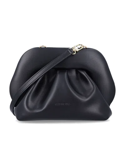 The Moire The Moirè Pleated Crossbody Clutch Bag In Nero