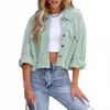 The Moment Collection Cropped Waffle Knit Shacket In Mint Blue In Multi