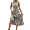 The Moment Collection Floral V-neck Tiered Sleeveless Dress In Blue Haze