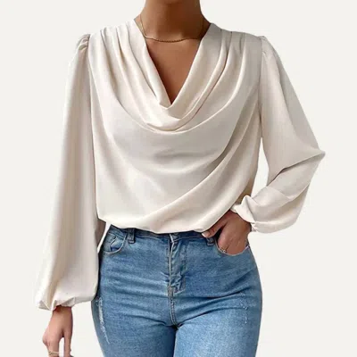 The Moment Collection Trendy Cowl Neck Top In Apricot