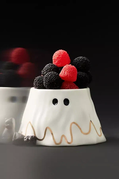 The Mud Fairy Stoneware 24k Gold Accent Ghost Nut Bowl
