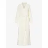 THE NAP CO THE P CO WOMEN'S CREAM CRINKLED BELTED COTTON ROBE