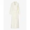 The Nap Co Womens Cream Crinkled Belted Cotton Robe In Cream