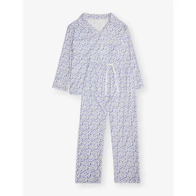 The Nap Co Kids' Grey Daisy-print Straight-leg Stretch-woven Pyjama Set 1-11 In Purple