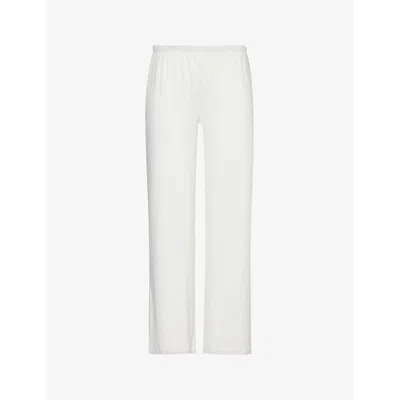 The Nap Co Womens White Pointelle-pattern Mid-rise Straight-leg Cotton-jersey Pyjama Trousers
