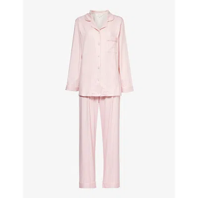 The Nap Co Relaxed-fit Patch-pocket Stretch-jersey Pyjama In Pink/cream Stripe