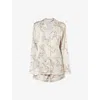 The Nap Co Womens Graphic-print Long-sleeve Jersey Pyjama Set Beige Bow In Beige Bow