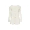 The Nap Co Womens Pointelle Open-work Cotton-knit Pyjama Set Buttermilk In Buttermilk