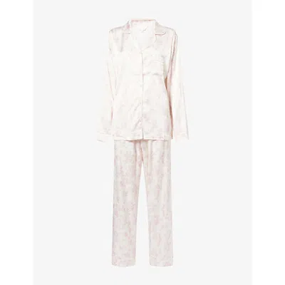 The Nap Co Womens Cupid Printed Long-sleeve Satin Pyjama Set Xs In Neutral