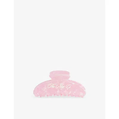 The Nap Co Womens Embossed-branding Cellulose Claw Clip Pink